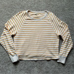 Mile(s) By Madewell Yellow White Striped Raglan French Terry Sweatshirt Medium